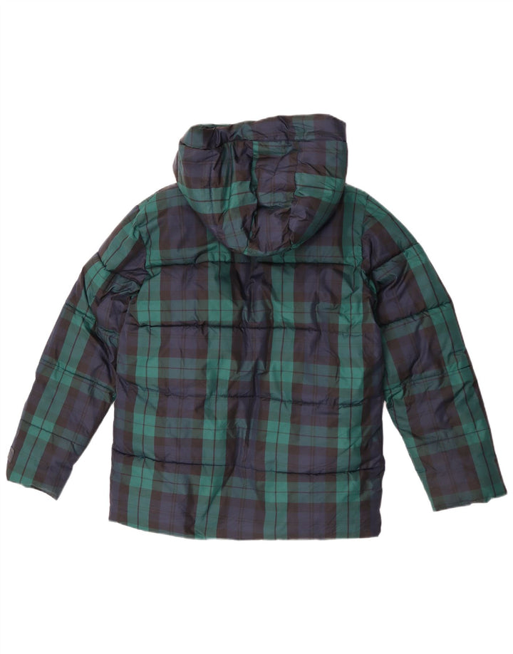 Wyściełana kurtka chłopięca Gap z kapturem, 13-14 lat, 2XL, granatowa, poliester w kratkę