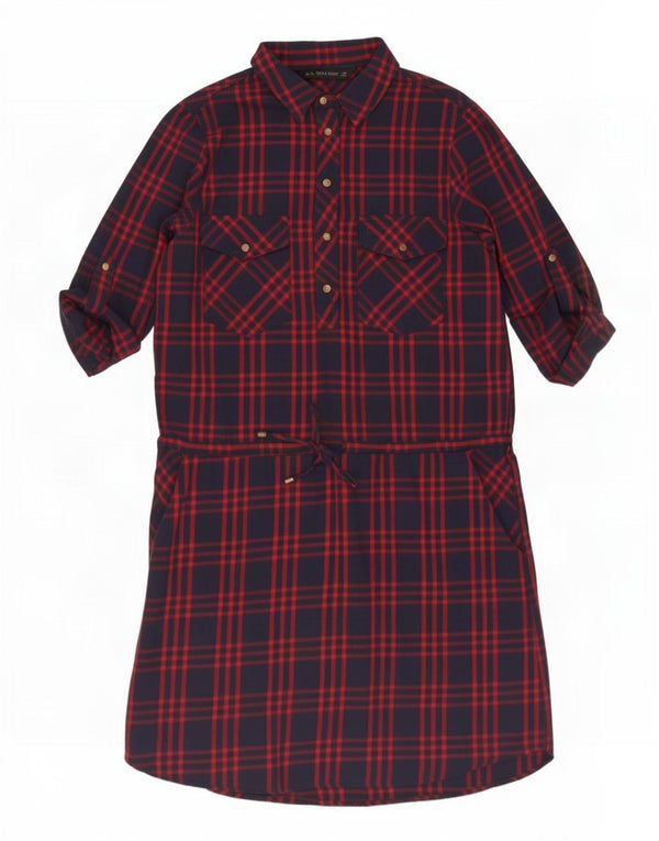 Zara Womens Pullover Shirt Dress UK 14 Medium Navy Blue Check