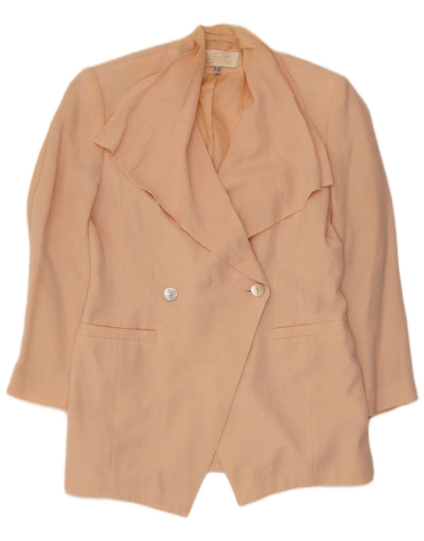 Vintage Womens Double Breasted Blazer Jacket UK 12 Medium Pink Viscose