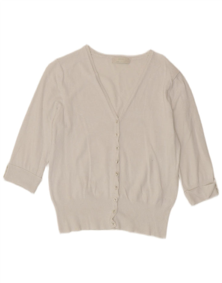 Marks & Spencer Damski sweter rozpinany z rękawem 3/4, UK 12, średni biały