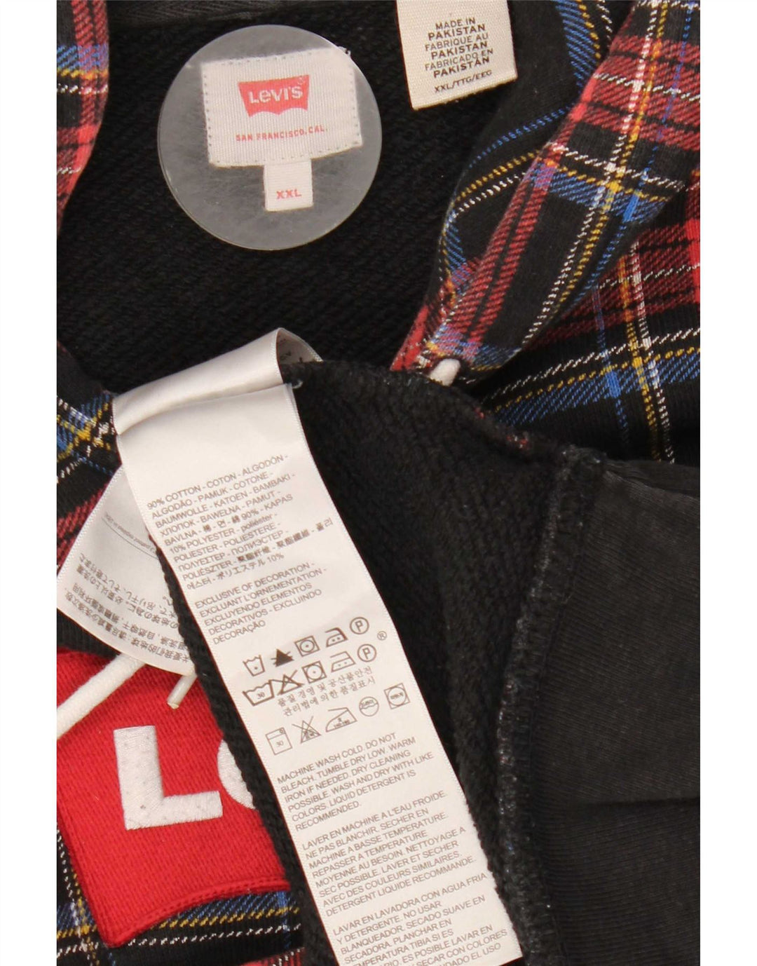 Męski sweter z kapturem Levi's 2XL, wielobarwna, bawełniana krata