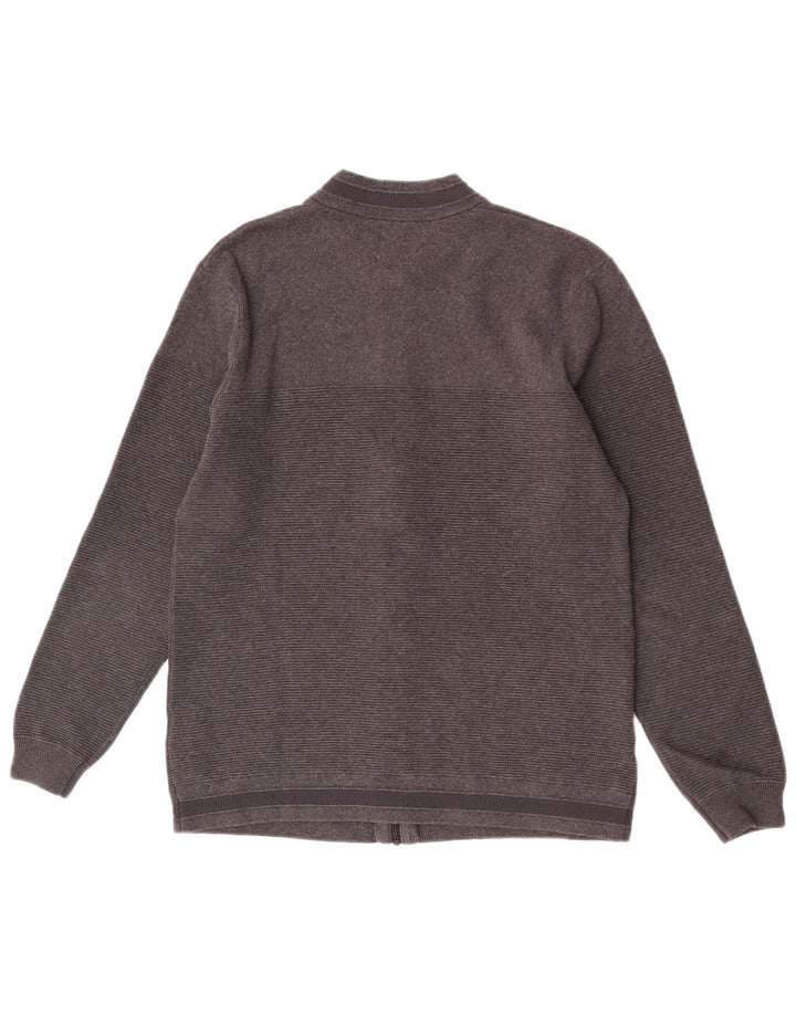 Męski sweter Zara, duży, szary, bawełniany w paski