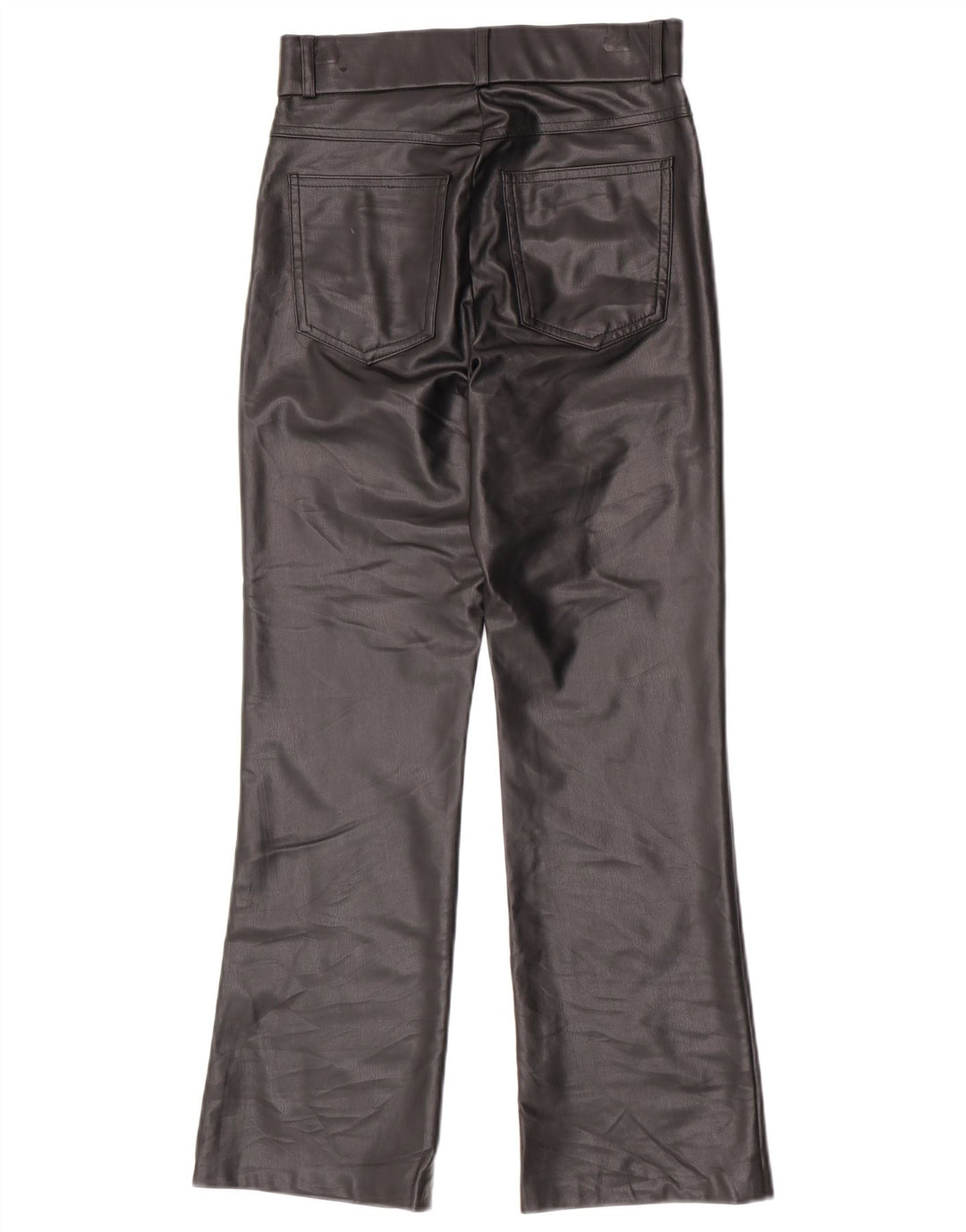 Spodnie damskie Zara Bootcut ze sztucznej skóry, małe W26 L27, czarne, poliuretanowe