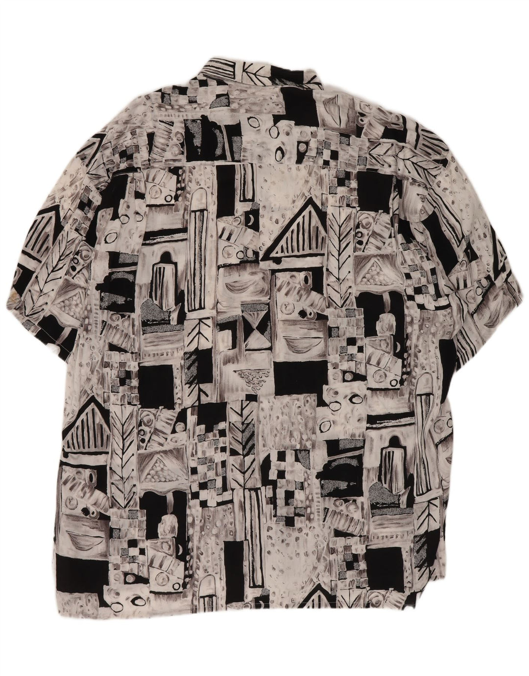 Vintage męska koszula z krótkim rękawem XL, szara, geometryczna