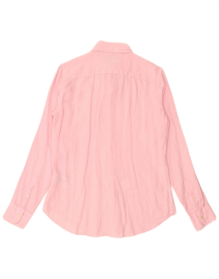 RALPH LAUREN Męska koszula o swobodnym kroju, mała, różowa, lniana