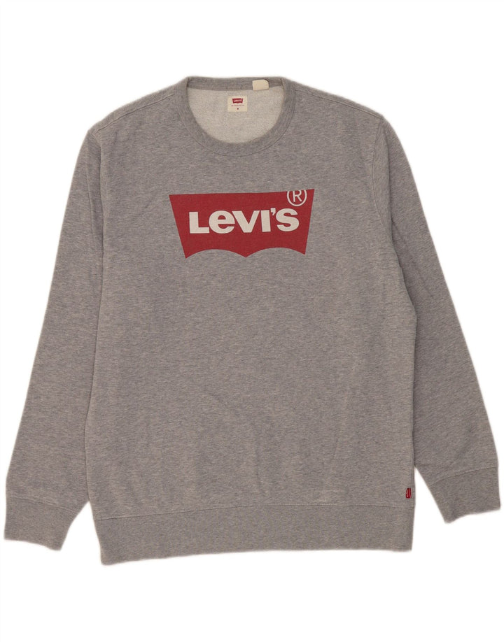 LEVI'S Mens Graphic Sweatshirt Jumper Medium Grey Cotton Vintage Levi's and Second-Hand Levi's from Messina Hembry 