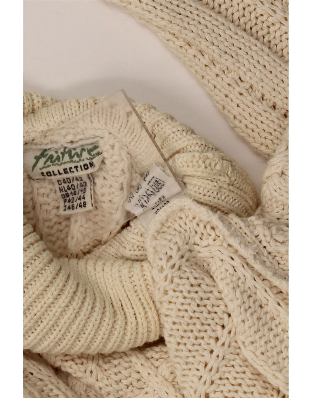 Damski sweter oversize FRITZI z golfem UK 14/16, duży, beżowy