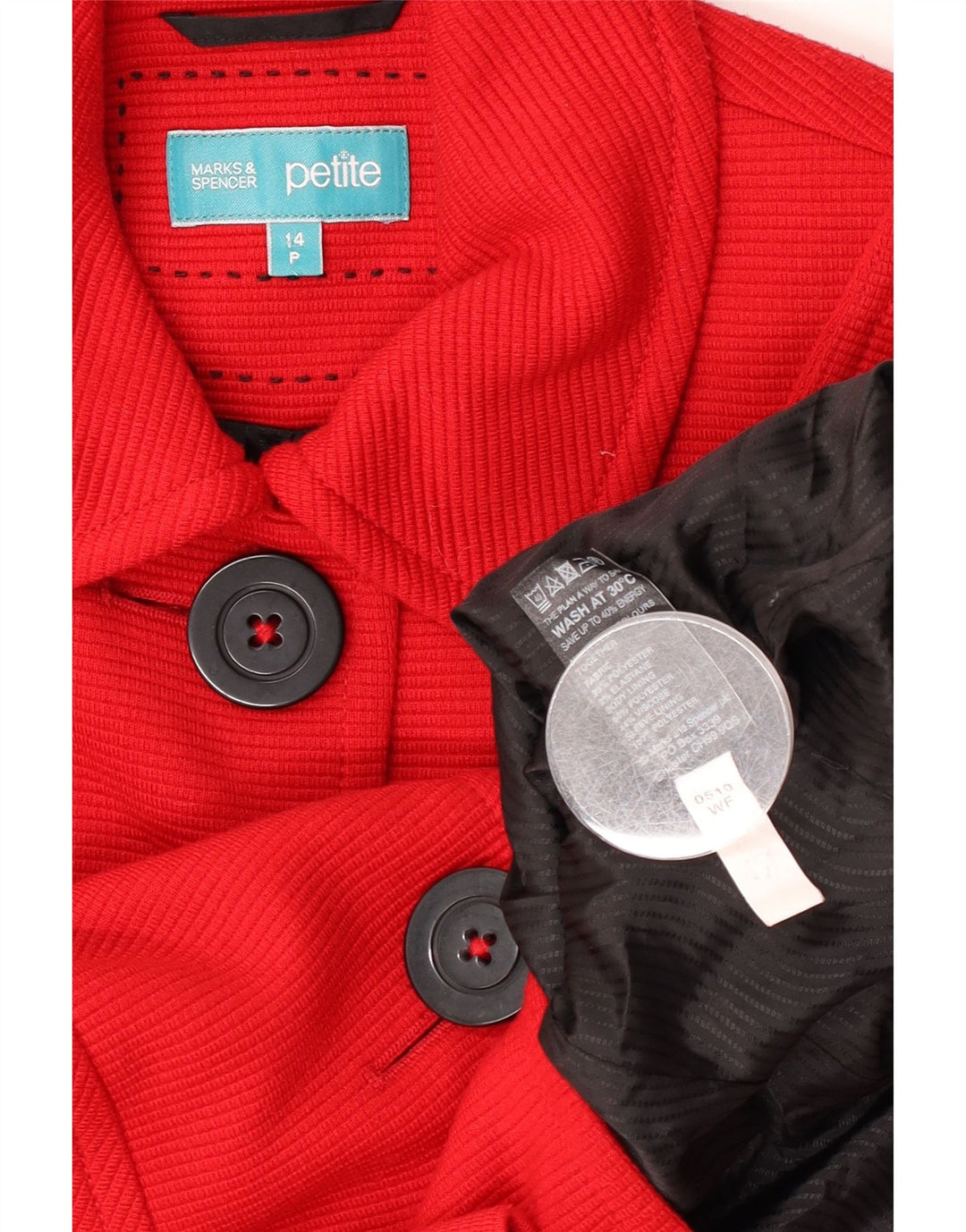 Marks & Spencer Damska marynarka Petite Crop zapinana na 3 guziki UK 14, duża czerwona