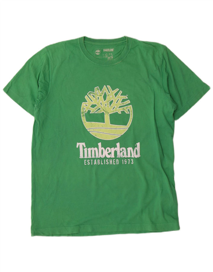 Męski T-shirt z grafiką Timberland, duży, zielony, bawełniany