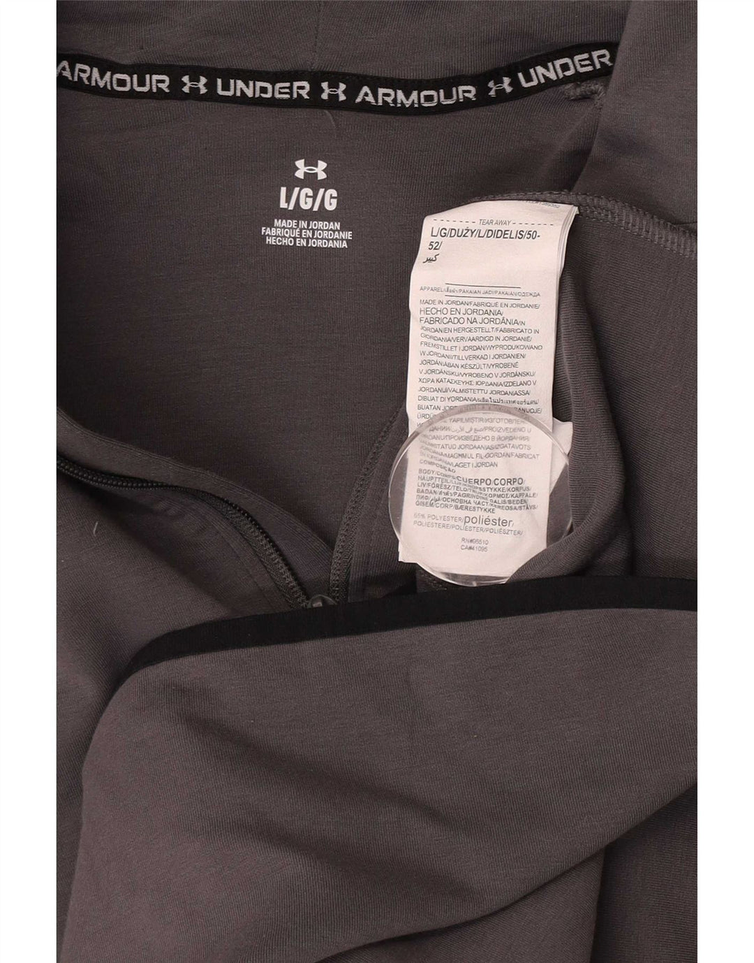 Męski sweter z kapturem i zamkiem Under Armour, duży, szary, poliestrowy