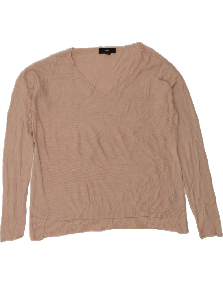 MOSSIMO Womens V-Neck Jumper Sweater UK 14 Medium Beige Nylon Vintage Mossimo and Second-Hand Mossimo from Messina Hembry 