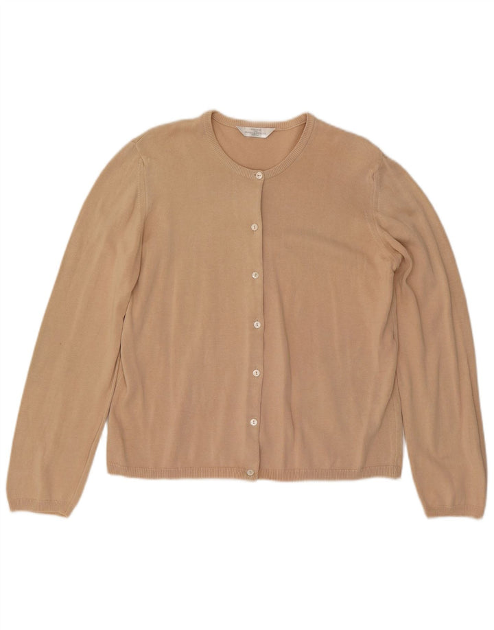Marks & Spencer Damski sweter rozpinany UK 12, średni beż, bawełna