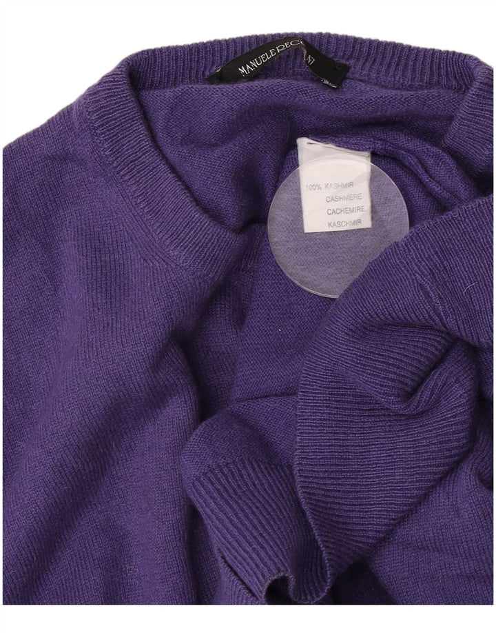 Vintage męski sweter z okrągłym dekoltem, średni fioletowy kaszmir