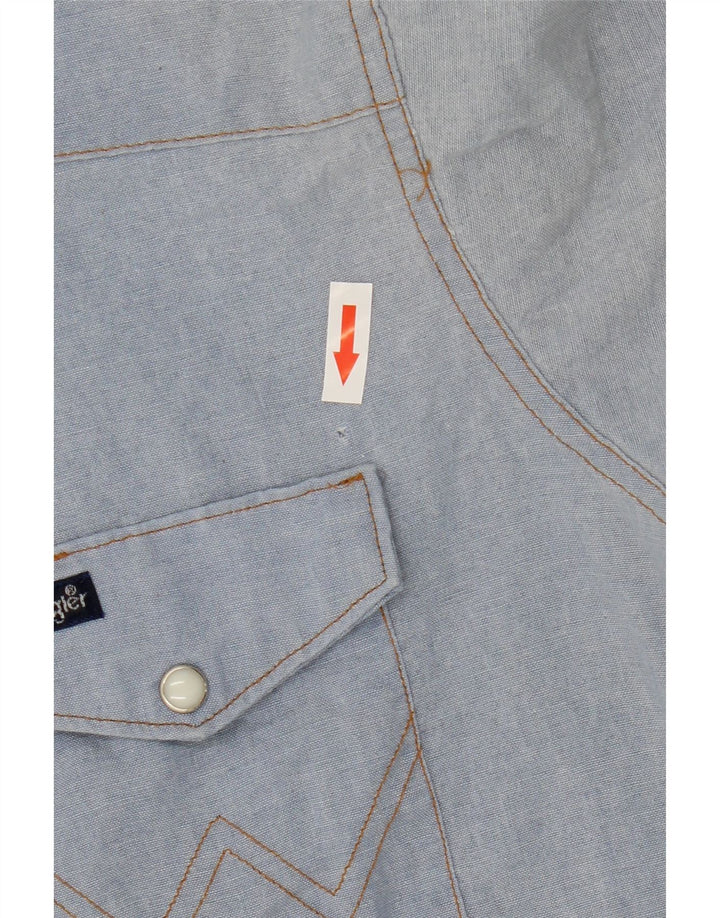 Koszula męska Wrangler w stylu western, rozmiar 17 XL, niebieska, poliestrowa
