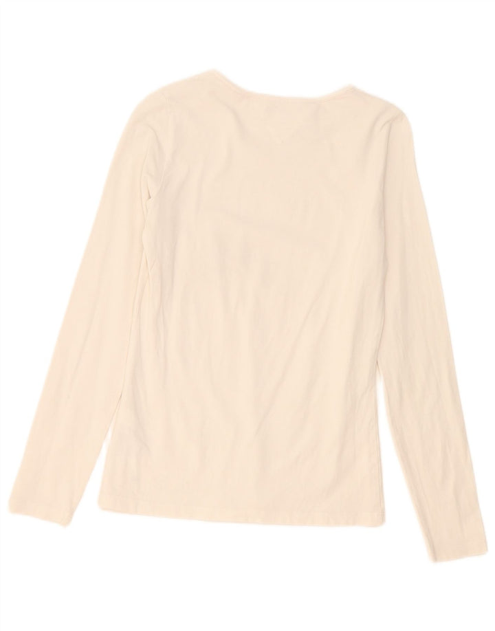 Damski top z długim rękawem Tommy Hilfiger UK 12, średnia biała bawełna