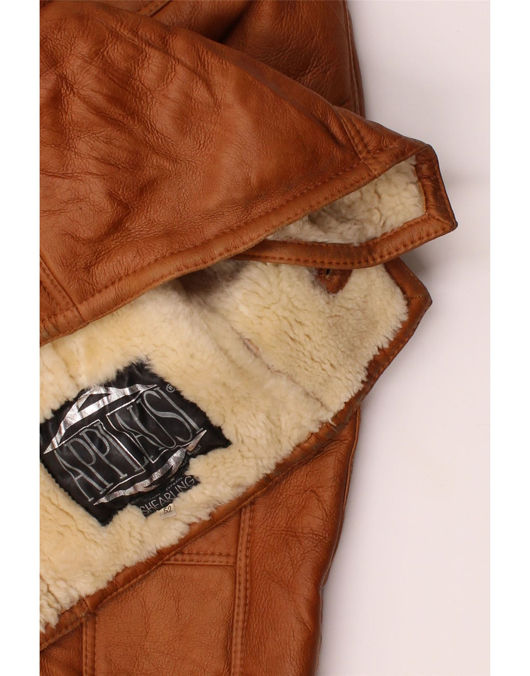 Męska kurtka shearling VINTAGE IT 52 XL brązowa
