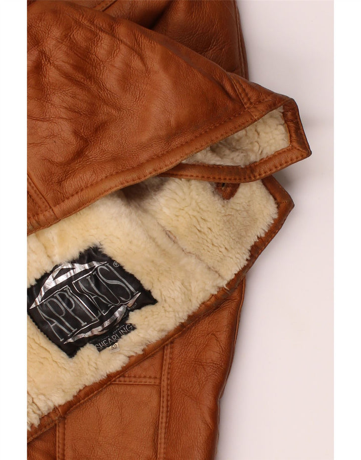 Męska kurtka shearling VINTAGE IT 52 XL brązowa