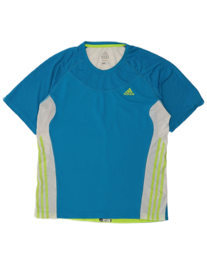 Adidas Męska koszulka Climacool Top, duża, niebieska, poliestrowa z blokami kolorów