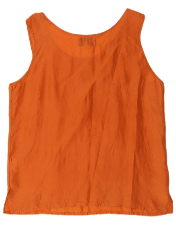 Top damski w stylu vintage, kamizelka UK 14, średni pomarańczowy jedwab