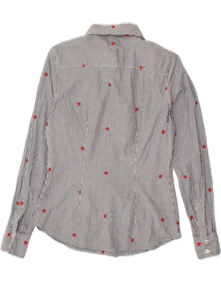 LIU JO Womens Shirt UK 12 Medium Blue Striped Vintage Liu Jo and Second-Hand Liu Jo from Messina Hembry 