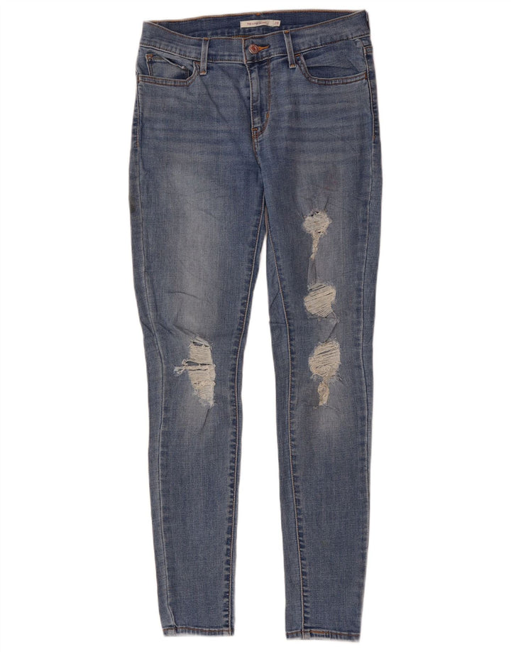 Damskie jeansy LEVI'S 710 w trudnej sytuacji, bardzo obcisłe, W28 L30, niebieski poliester
