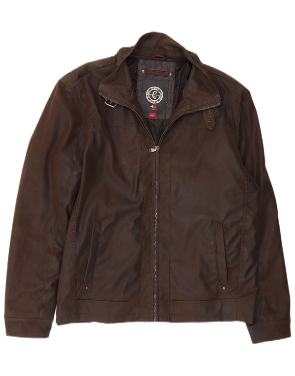 CANSON Męska kurtka ze sztucznej skóry EU 52 XL, brązowy polietylen