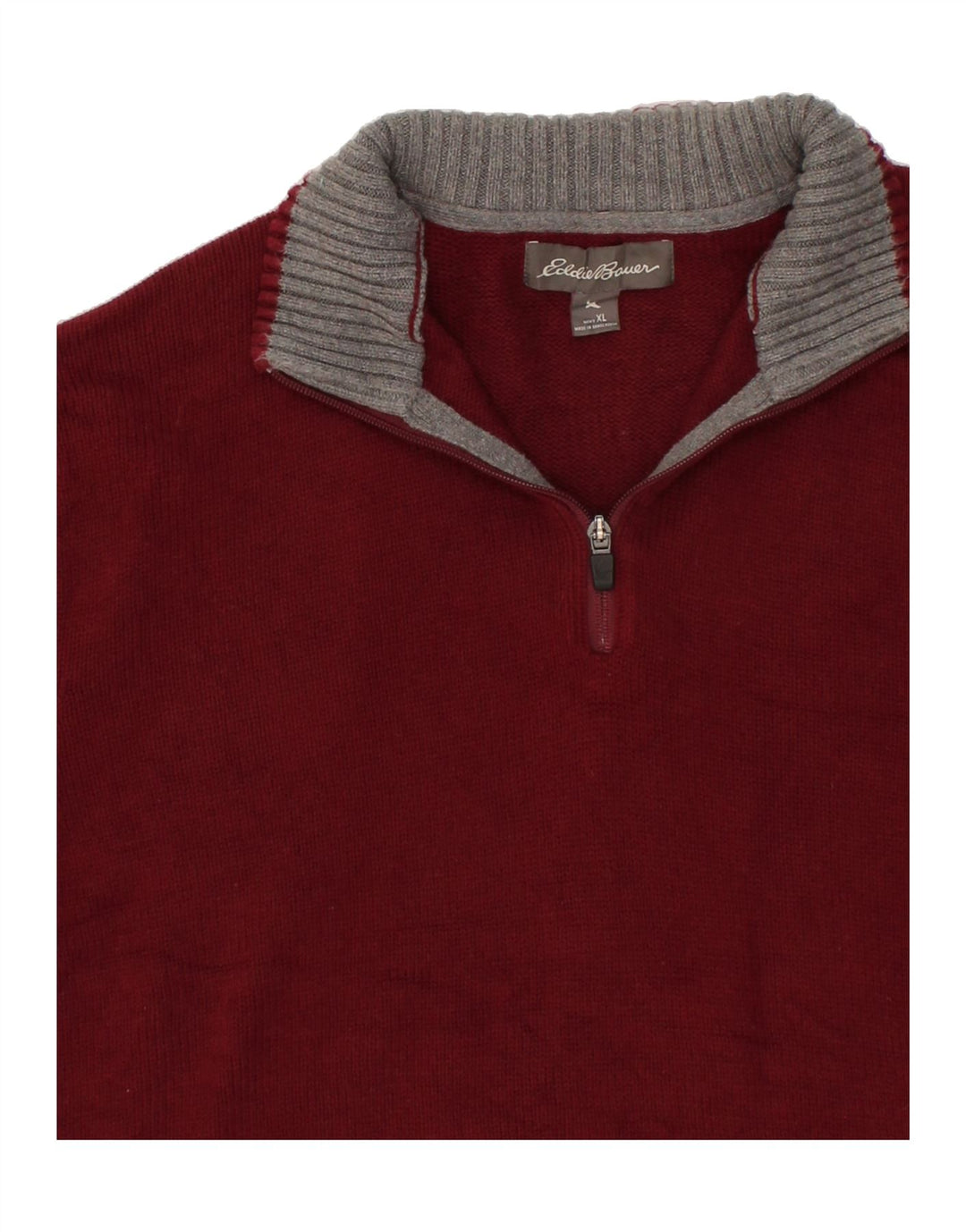EDDIE BAUER Mens Zip Neck Jumper Sweater XL Red Cotton Vintage Eddie Bauer and Second-Hand Eddie Bauer from Messina Hembry 