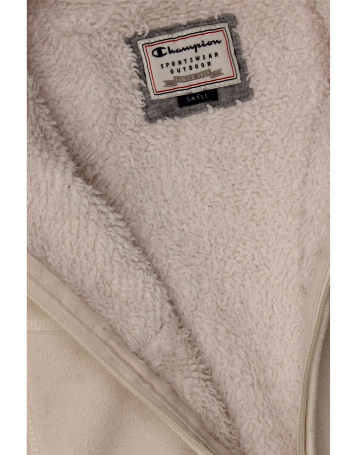 CHAMPION Womens Fleece Gilet UK 10 Small Off White Vintage Champion and Second-Hand Champion from Messina Hembry 