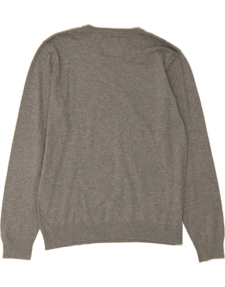 JACK & JONES Mens V-Neck Jumper Sweater Large Grey Vintage Jack & Jones and Second-Hand Jack & Jones from Messina Hembry 