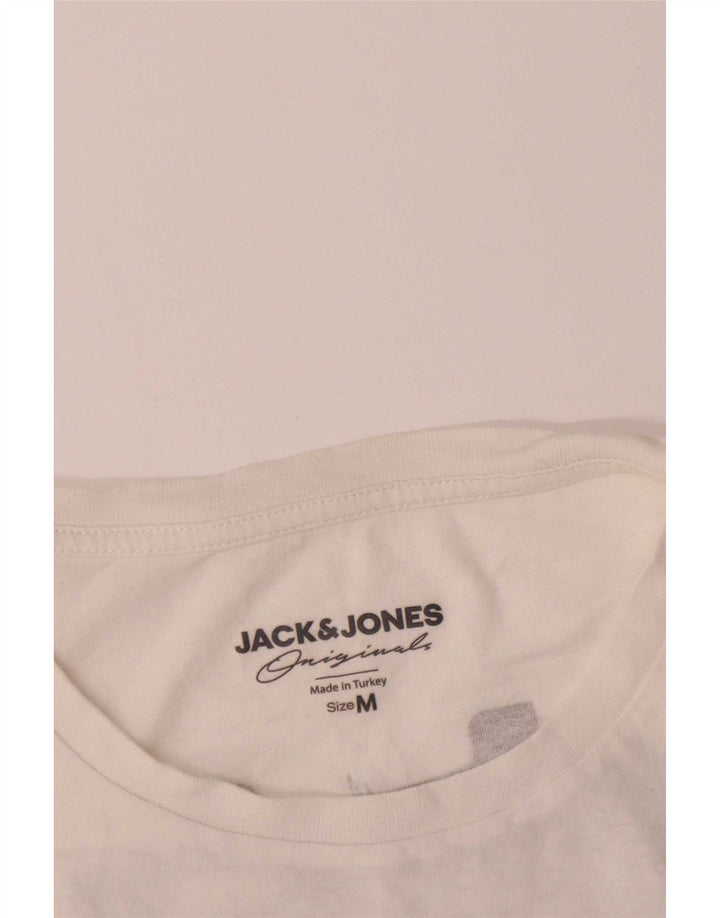 Męska koszulka z grafiką Jack & Jones, średnia, biała bawełna