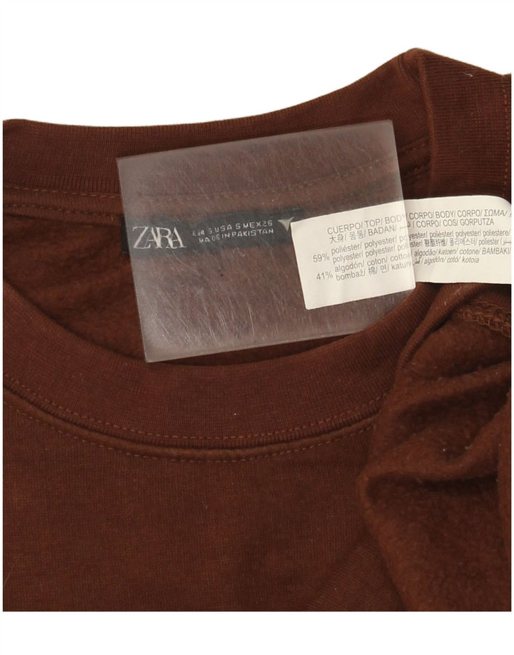 Damski sweter typu Crop Bluza Zara UK 10, mały, brązowy poliester