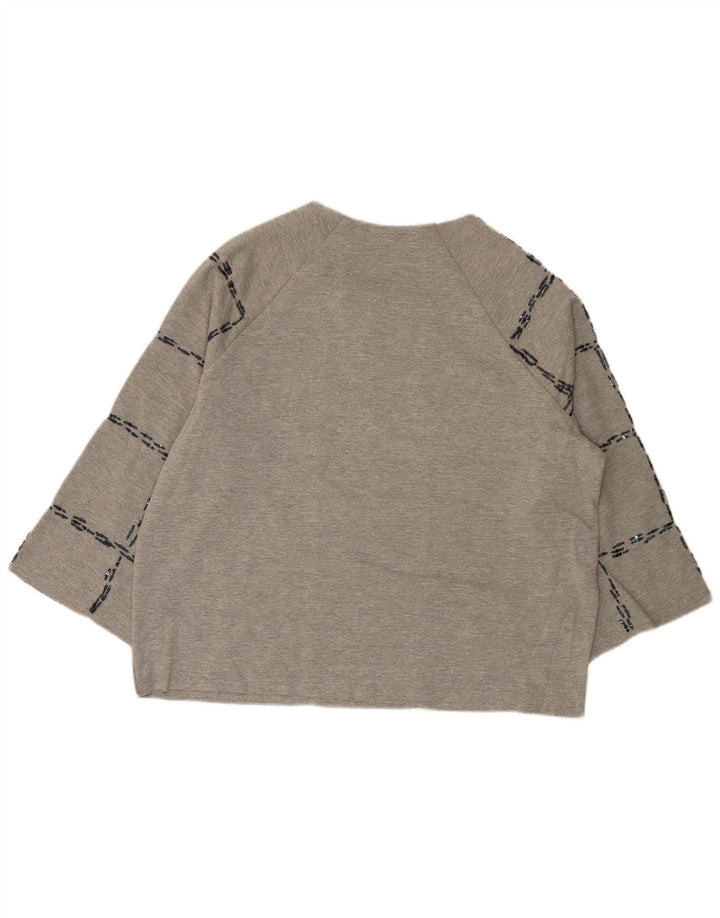 Damski top oversize Zara z rękawem 3/4, UK 14, średnia szara kratka