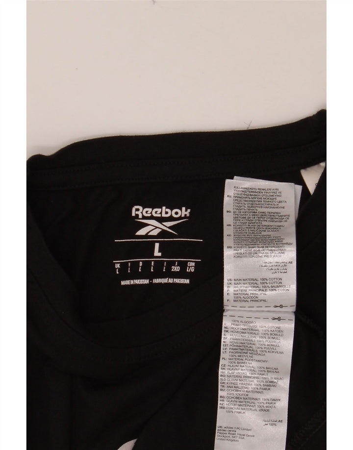 REEBOK Mens Graphic T-Shirt Top Large Black Cotton