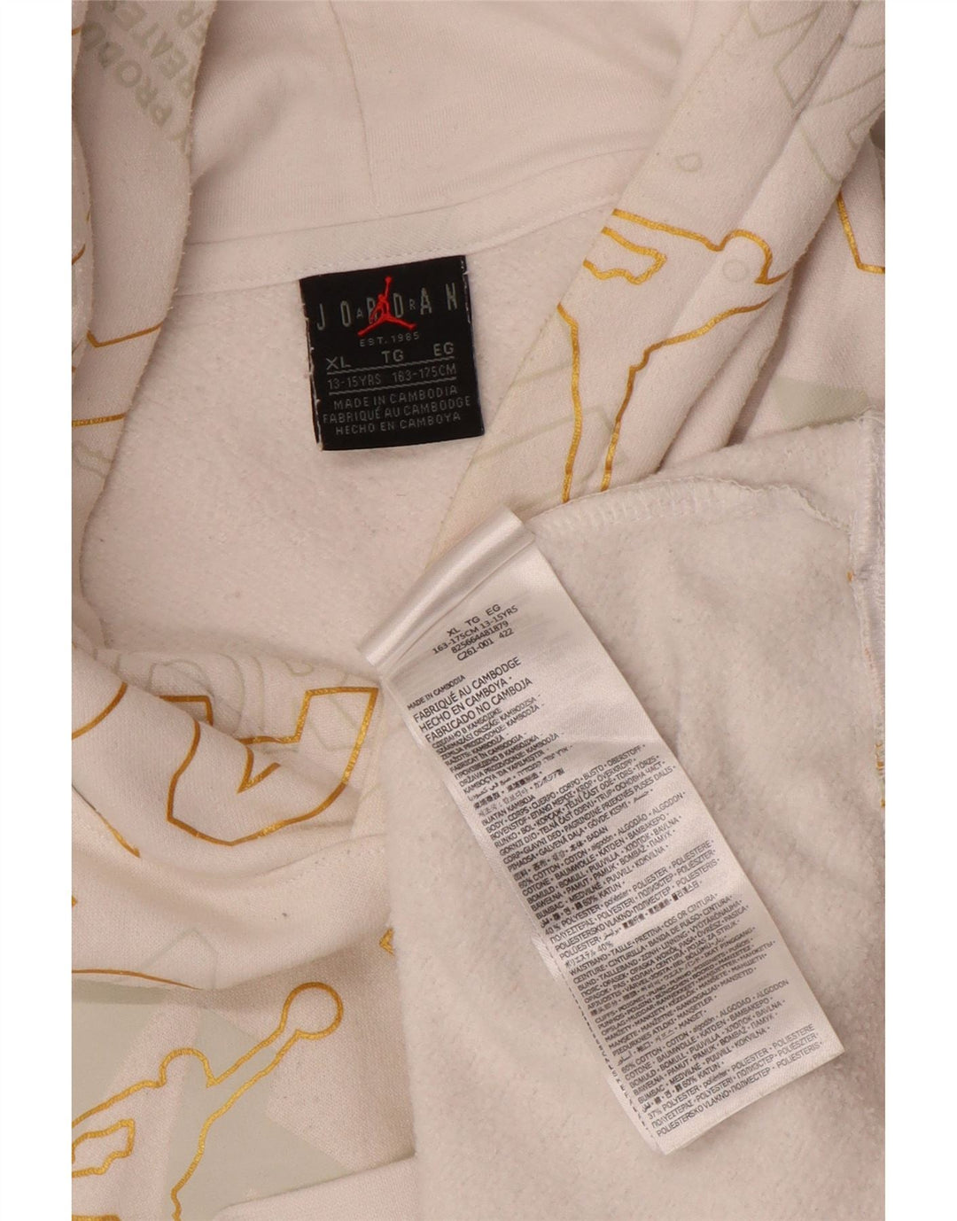 Chłopięcy sweter z kapturem JORDAN z grafiką 13-14 lat XL, biała bawełna