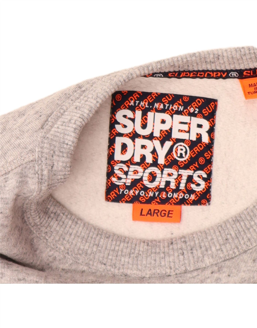 SUPERDRY Męska bluza z grafiką, duża, szara, bawełniana w bloki kolorów