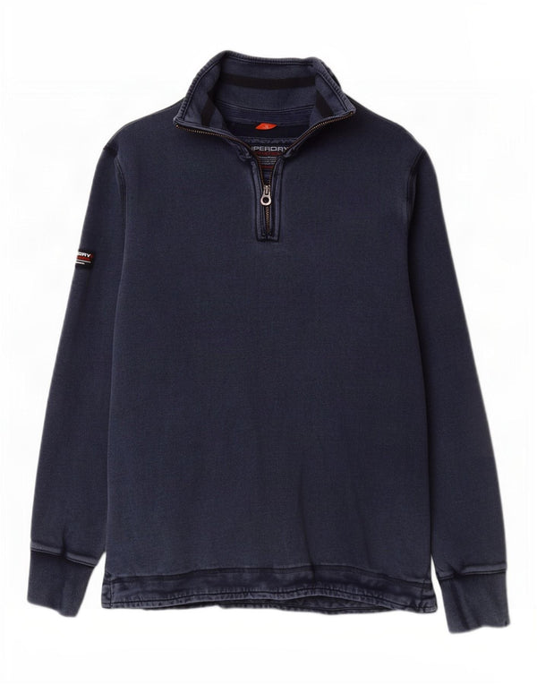 Męski sweter z zamkiem błyskawicznym Superdry, średni granatowy, bawełniany