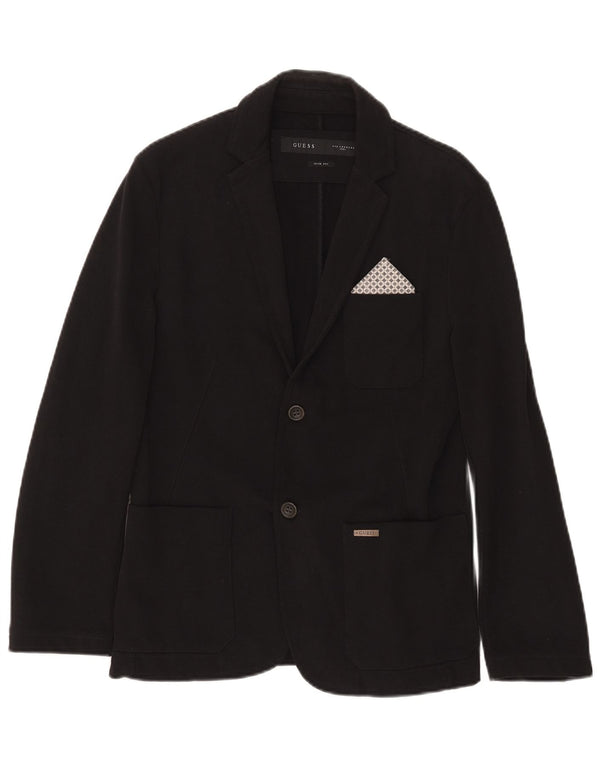 Męska marynarka Guess zapinana na 2 guziki, slim fit UK 32 2XS, czarna bawełna