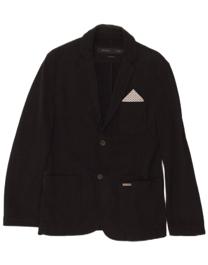 Męska marynarka Guess zapinana na 2 guziki, slim fit UK 32 2XS, czarna bawełna