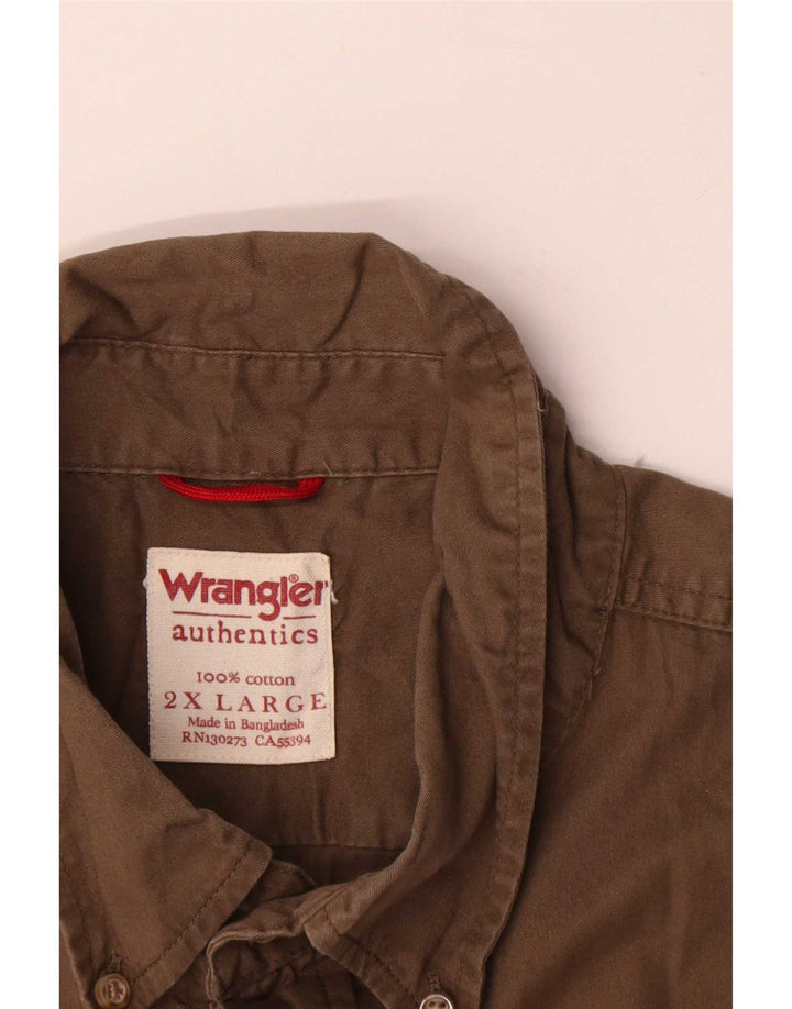 Męska koszula z krótkim rękawem Wrangler 2XL, bawełna khaki