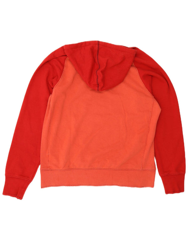 Nike Mens Graphic Hoodie Jumper UK 42/44 Large Orange Colourblock Cotton