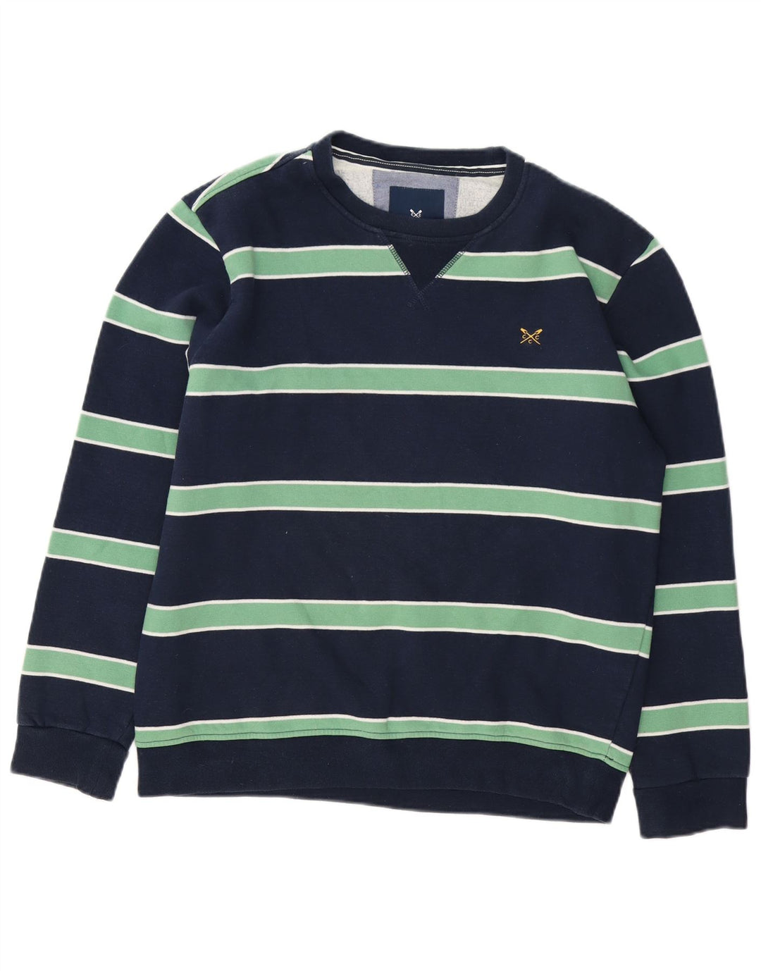 Crew Clothing Męska bluza z kapturem Sweter Średni granatowy bawełniany w paski