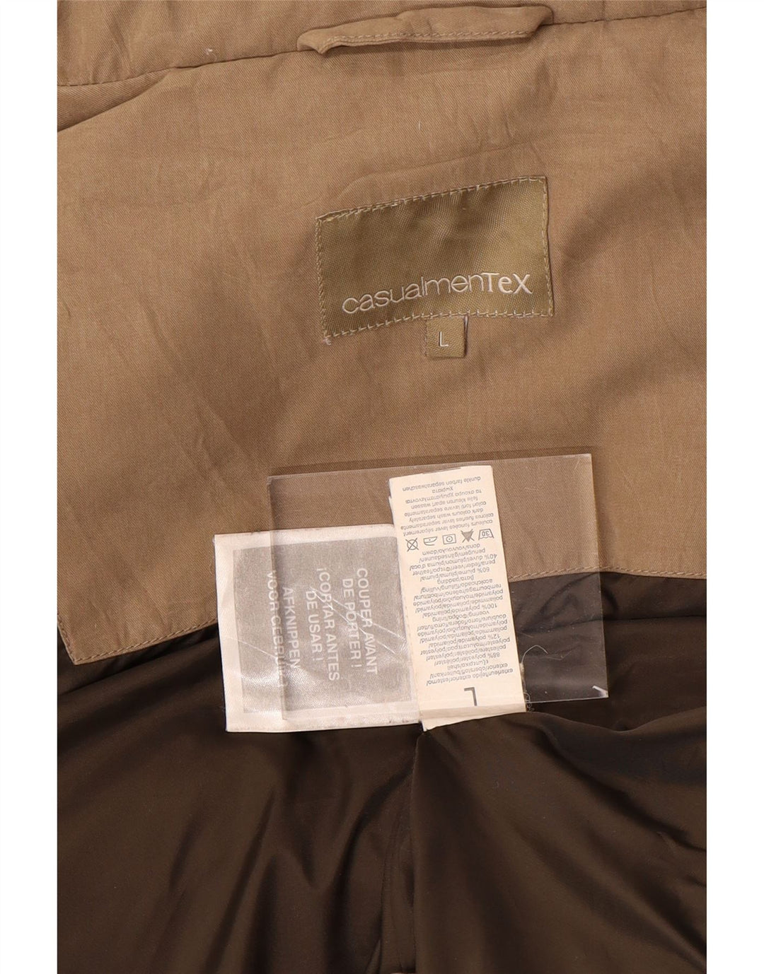 Męska wyściełana kamizelka VINTAGE UK 40, duża, beżowa, poliester