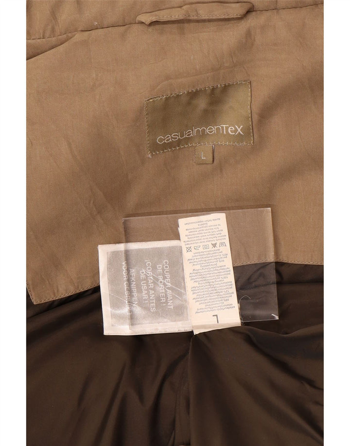 Męska wyściełana kamizelka VINTAGE UK 40, duża, beżowa, poliester