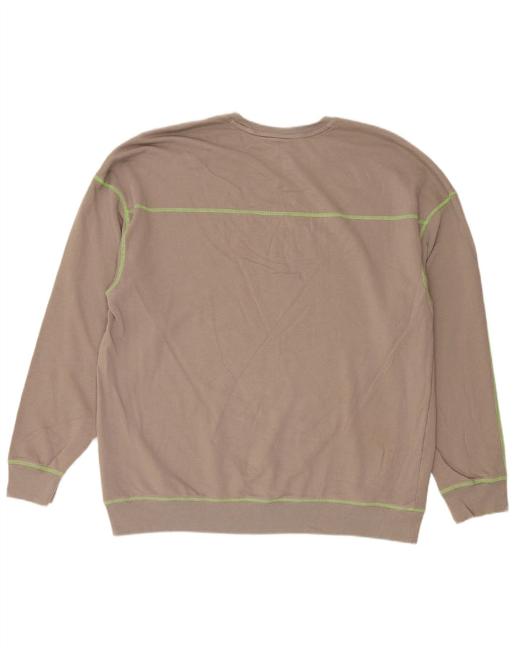 Męski top z grafiką Calvin Klein z długim rękawem, duży, brązowy, bawełniany