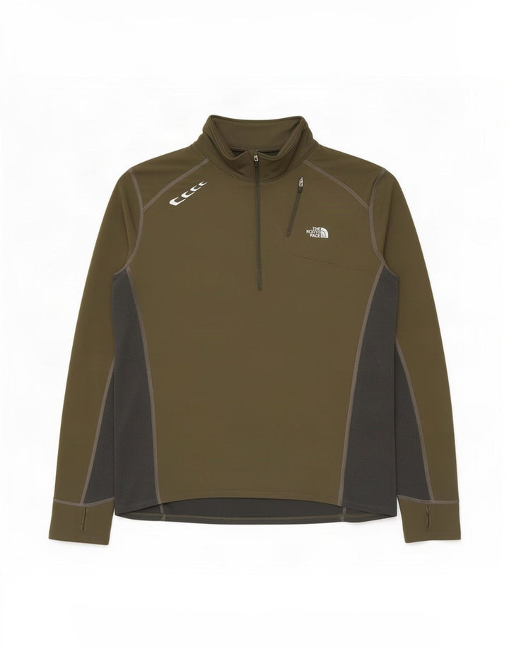 Męski dres The North Face z zamkiem błyskawicznym i dużym nadrukiem w kolorze khaki