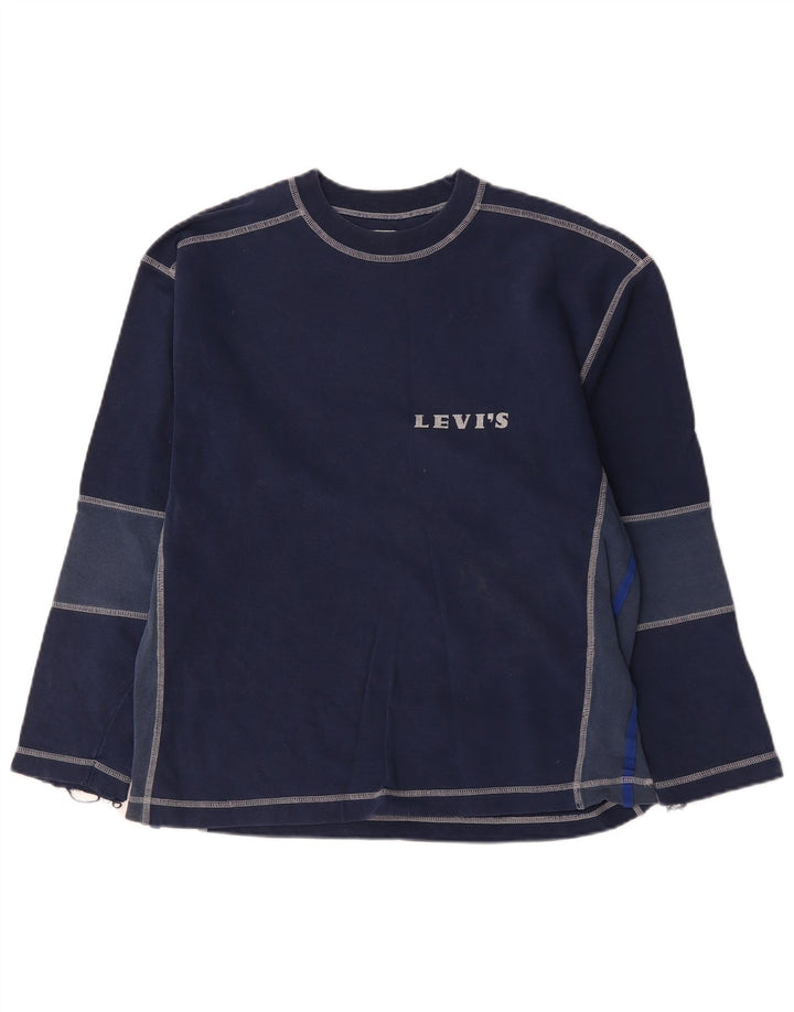 Męski top Levi's z długim rękawem, średni granatowy, bawełniany w bloki kolorów