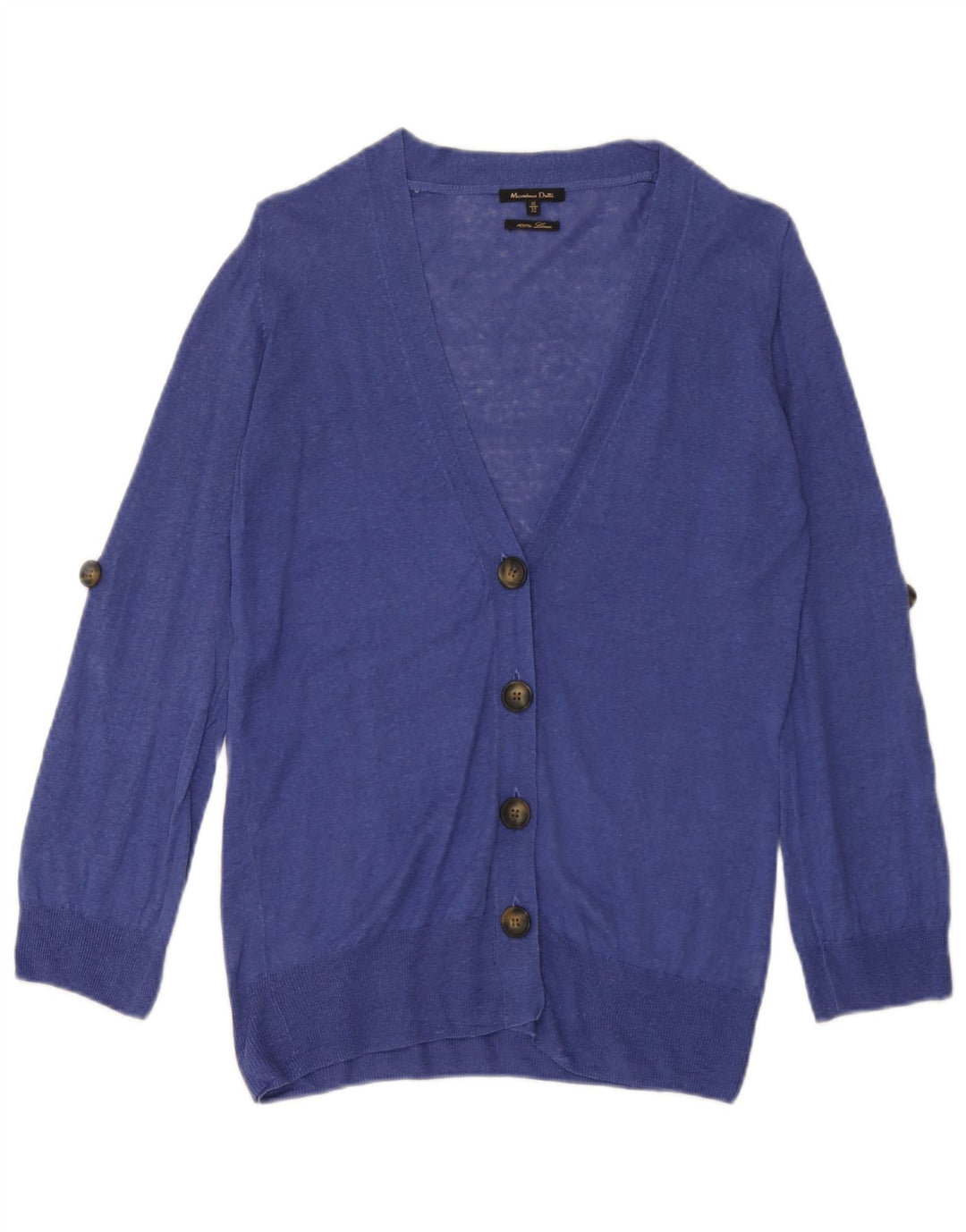Damski sweter rozpinany Massimo Dutti UK 12 Średni niebieski lniany