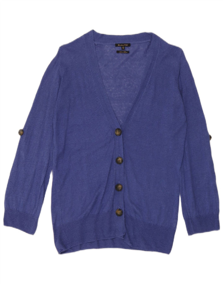 Damski sweter rozpinany Massimo Dutti UK 12 Średni niebieski lniany