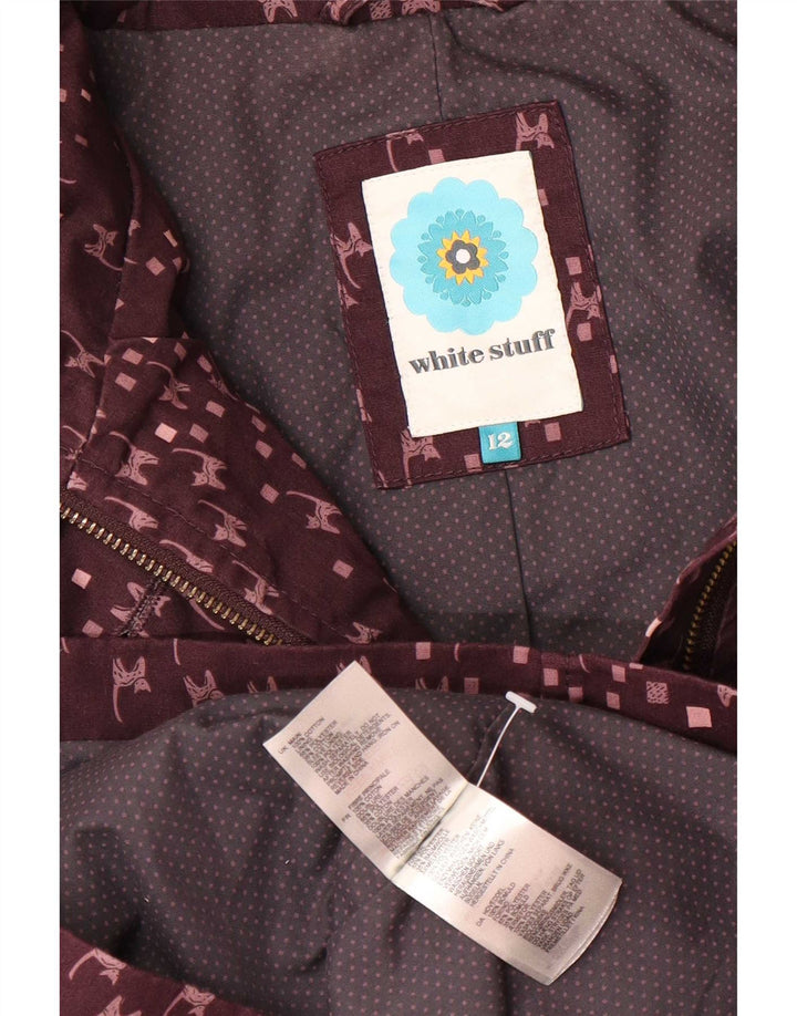 Damski płaszcz przeciwdeszczowy White Stuff w abstrakcyjnym wzorze UK 12 Medium Burgundy Cat