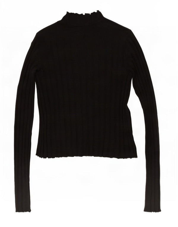 Damski sweter z golfem Zara UK 14, duży, czarny, bawełniany